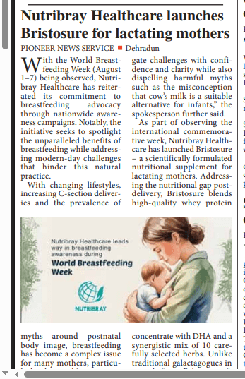Nutravision Healthcare Healthcare launches

Bristosure for lactating mothers